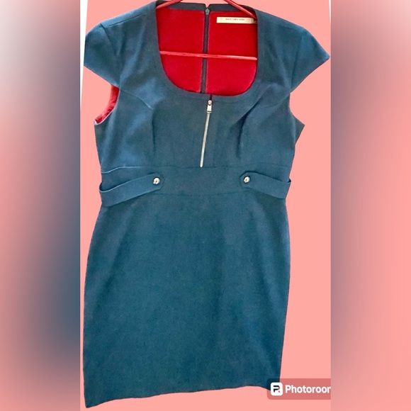 Andrew Marc Marc New York Dress Gorgeous Teal Slimming Cut Sz 10 Excellent Cond - Picture 11 of 11